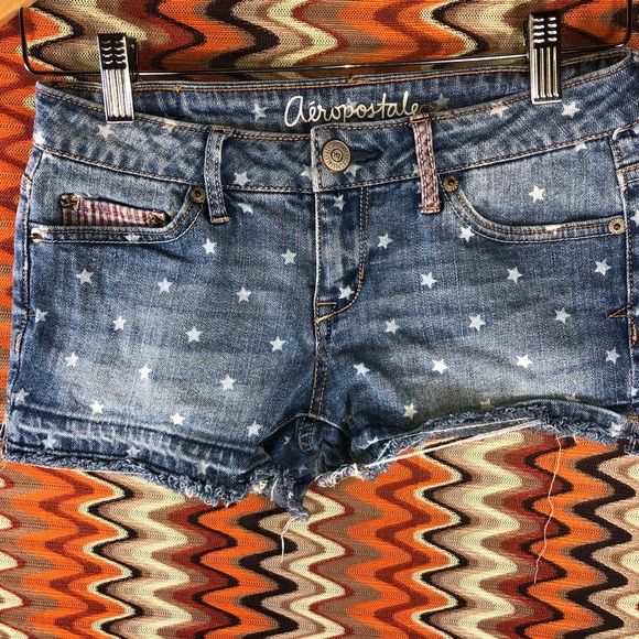 Aeropostale Pants - Patriotic Red White Blue Stars Stripe Jean Shorts
